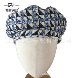 订制定做女粗花呢简单几何贝雷帽文艺甜美南瓜帽韩版可爱画家帽女