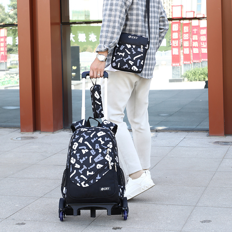 Nuevo carro mochila primaria y secundaria niños grado 3-6-7 de tres ruedas de seis ruedas subir escaleras de doble uso