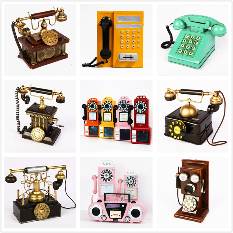 复古电话机模型 拍摄背景道具 酒吧咖啡馆服装店英伦风装饰品摆件
