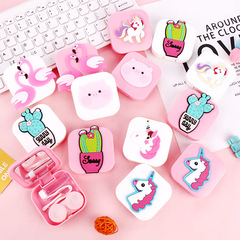 Contact lens case, portable, compact, mini cartoon, cute ins, girly heart, personality companion, double contact lens box