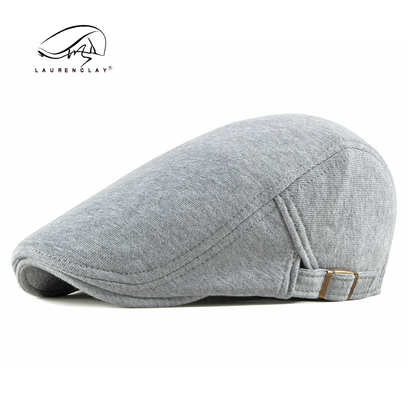 Estilo coreano primavera y otoño de los hombres casquillo enarbolado británico retro simple luz boina tablero algodón punto delantero sombrero