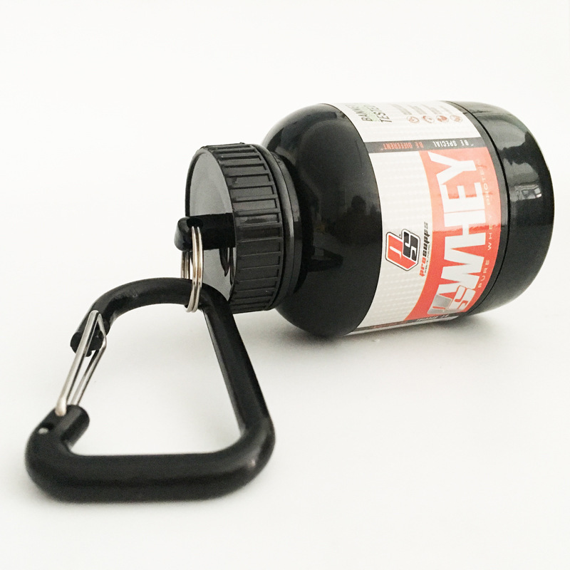 Factory Mini Portable Protein Powder with Keychain Funnel Medicine Bottle Gym Carabiner Small Powder Box