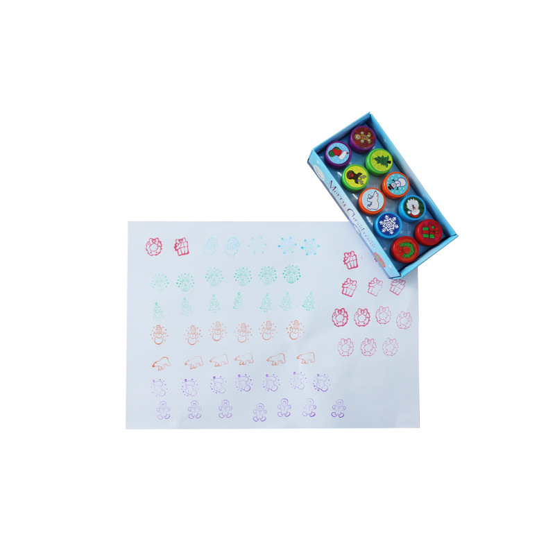 Sellos con Patrones Navideños de Dibujos Animados, Sellos de Plástico de Secado Rápido, Suministro Directo de Fábrica de Sellos Pequeños para Comercio Transfronterizo