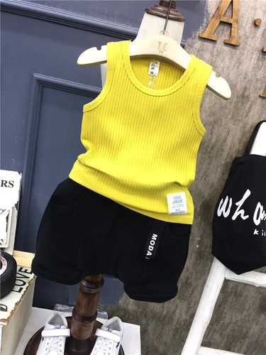 Children's Summer Top Set Baby Summer Outfit 01-5 Years Old Korean Style Sleeveless Top and Overalls Two-Piece Set Korean Children's Clothing
