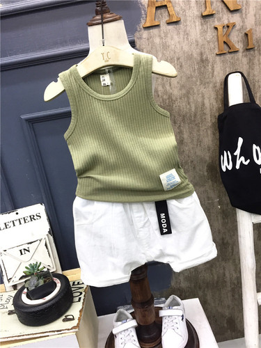 Children's Summer Top Set Baby Summer Outfit 01-5 Years Old Korean Style Sleeveless Top and Overalls Two-Piece Set Korean Children's Clothing
