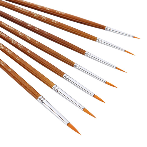 Amazon 7 nylon fur hook line pens, linen rod color, hand-painted hook edge pens, manicure pens, stroke pens, oil paint pens