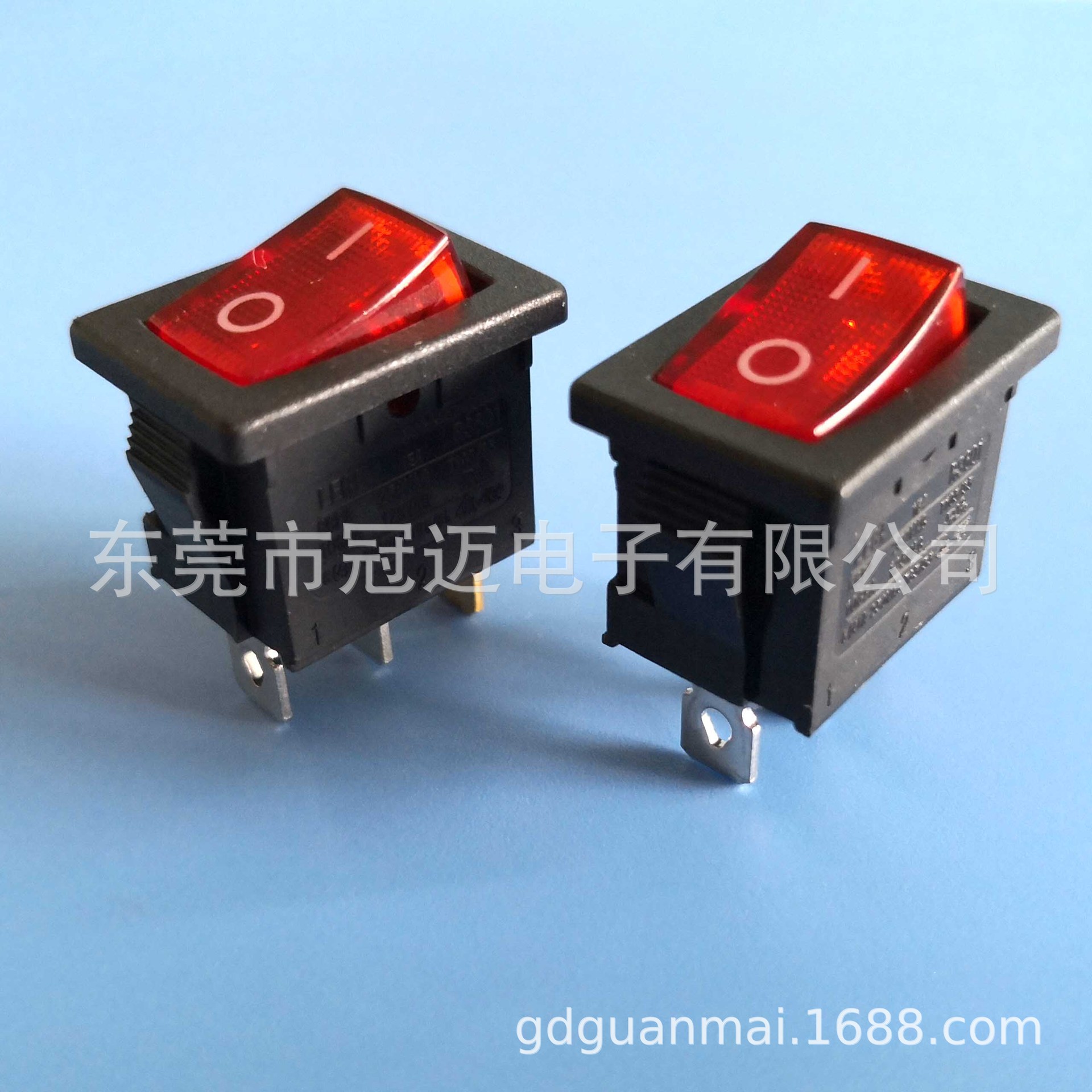 RS601B方形带灯 船形三脚 船型开关 红灯 21*15mm 家电 设备电源