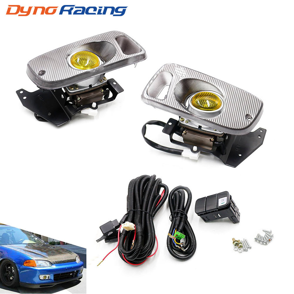Lámpara antiniebla delantera de modificación de coche transfronteriza adecuada para Honda Civic 92-95 puerta doble amarilla image 2