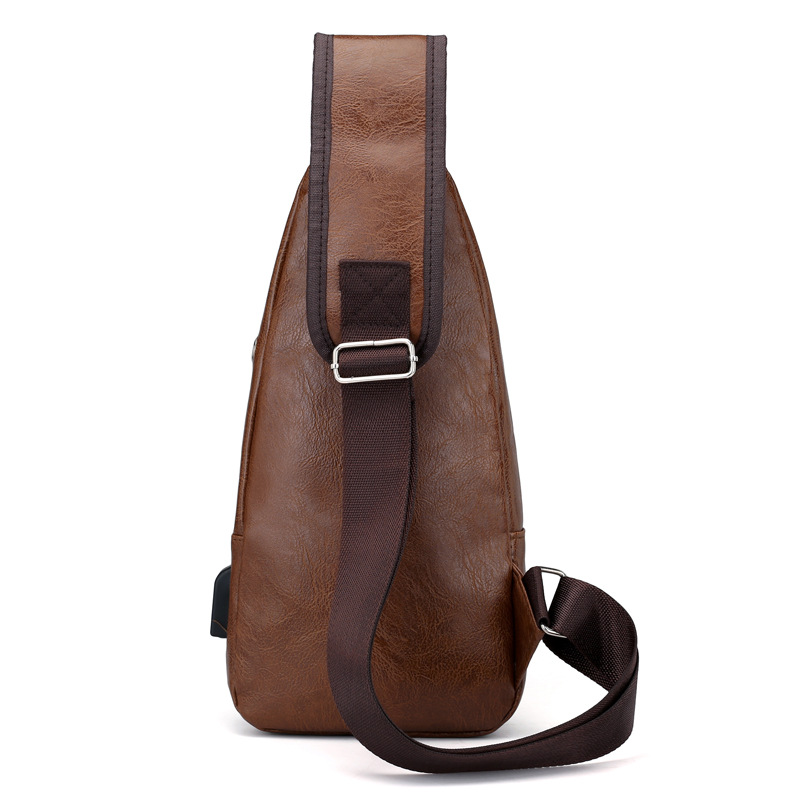 Cable de datos USB bolsa de pecho de carga 2021 otoño nueva moda casual bolso crossbody PU bolso de los hombres de deportes al aire libre