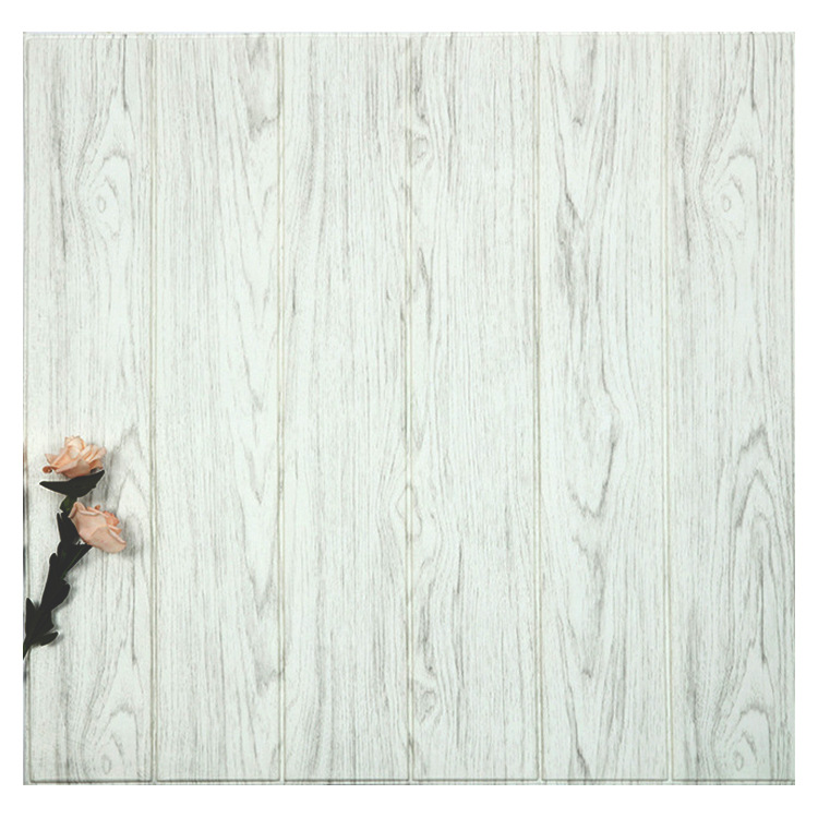 Papel pintado autoadhesivo decorativo pegatinas impermeables grano de madera tridimensional bolsa suave 3D pegatinas de pared Aula de Kindergarten falda de pared papel pintado antifouling