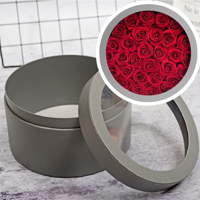 鲜花圆筒桶开窗礼盒形盒香皂花空礼盒新娘伴手礼鲜花永生花礼盒子