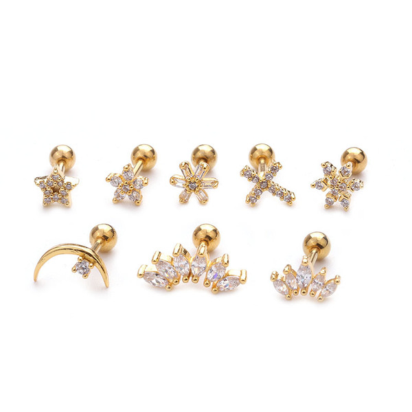 earrings with zircon stainless steel