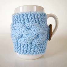 马克杯毛线麻花杯套有耳水杯隔热针织装饰礼品陶瓷咖啡杯扭绳杯套