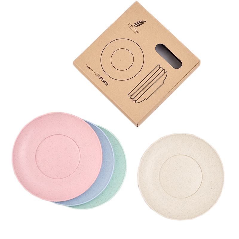 Trigo paja pequeño plato cuatro PCs japonés y coreano hogar creativo placa traje hueso plato postre plato