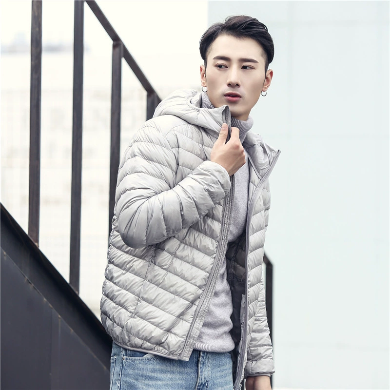 寒冬思羽 Light and thin down jacket, men's hoody, simple and elegant design, plus size