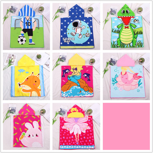 Baby Baby Shower Towel Bath Robe Cartoon Animal Cape Hooded Quick Dry Children's Cape Beach Towel Swimwear Wholesale