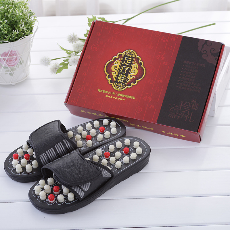 Cross-Border Slippers for Men and Women Rotating Tai Chi Massage Indoor Non-Slip Massage Slippers Foot Acupoint Spiked Foot Massage Shoes for Men