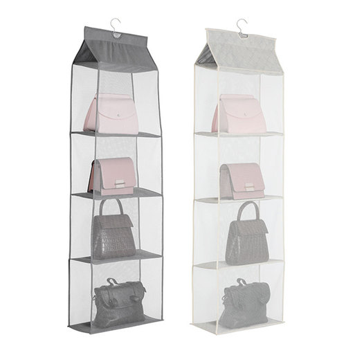 Bag storage bag household wardrobe hanging fabric storage hanging bag transparent leather bag multi-layer dust-proof storage artifact