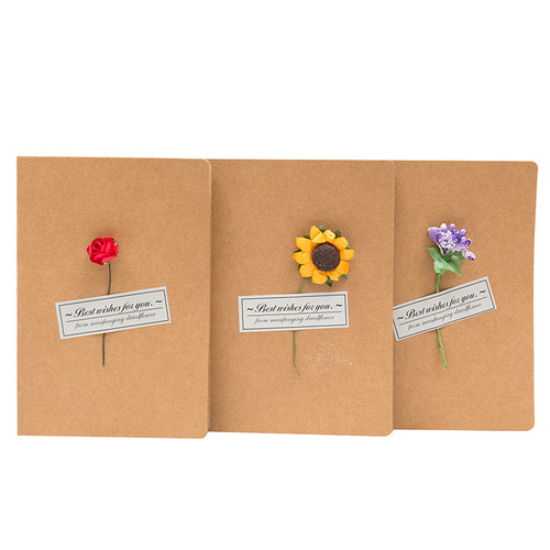 Factory supplied kraft paper dry flower greeting cards holiday greetings creative Christmas cards for flower shops and gift shops to give as gifts