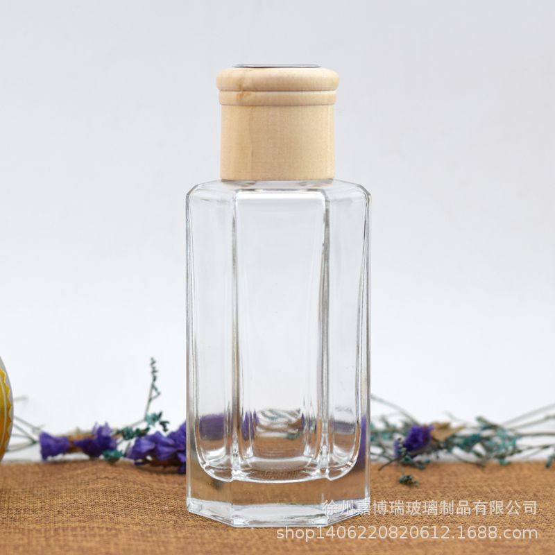 现货批发六角香薰瓶120ml100毫升扩香瓶除臭瓶无火透明玻璃瓶