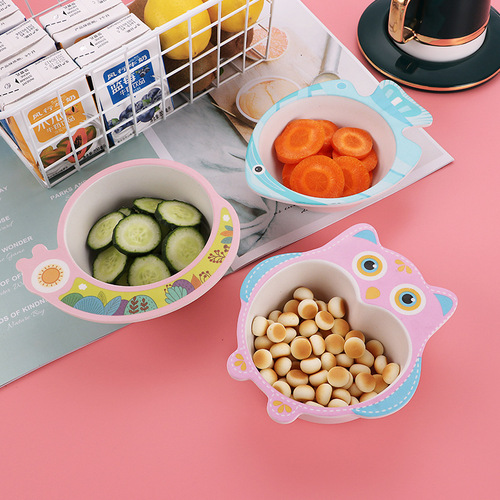 Creative, environmentally friendly, cute cartoon bamboo fiber children's bowl, kindergarten home baby and children's meal bowl, children's rice bowl