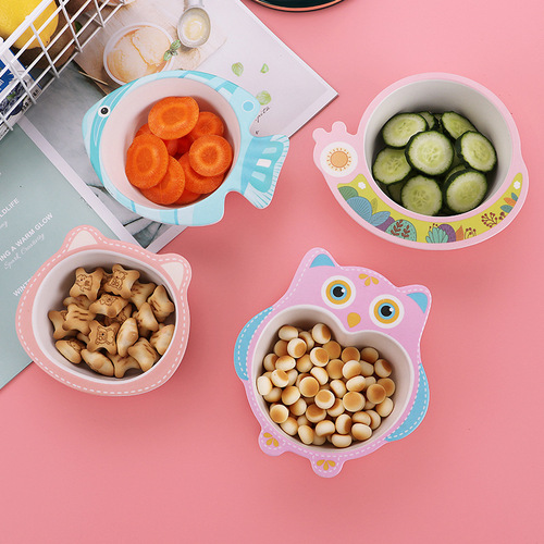 Creative, environmentally friendly, cute cartoon bamboo fiber children's bowl, kindergarten home baby and children's meal bowl, children's rice bowl