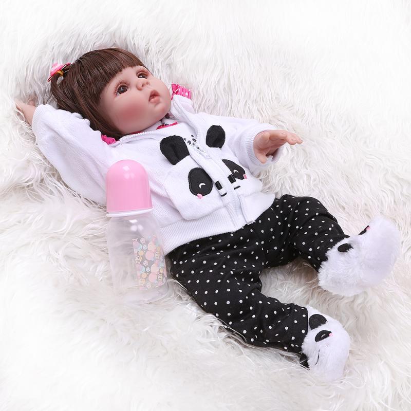 NPK nuevo cuerpo completo de silicona 48cm lindo bebé niña bebé puede entrar en baño de agua