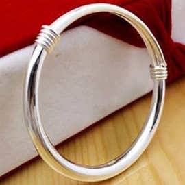 光面手镯新款仿银开口光面推拉加粗女士手镯 小礼品合金饰品手环