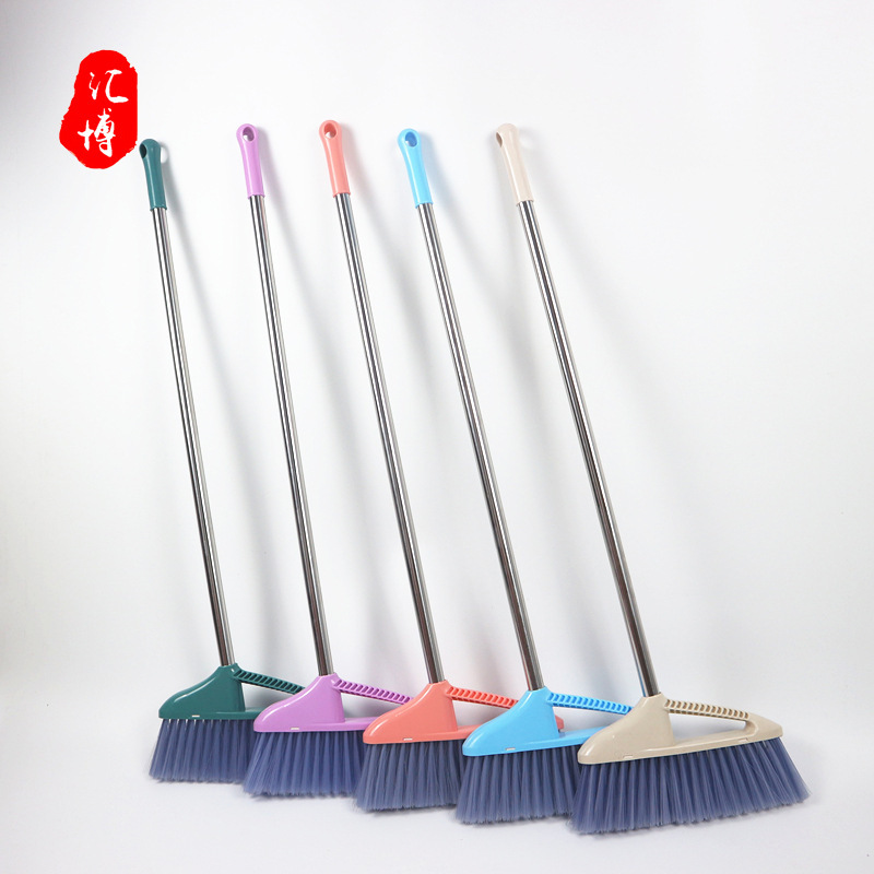 Factory direct broom single household stainless steel rod broom broom soft wool increase anti-scratch hand design