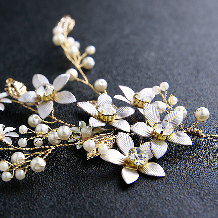 Golden hair accessory handmade for bride