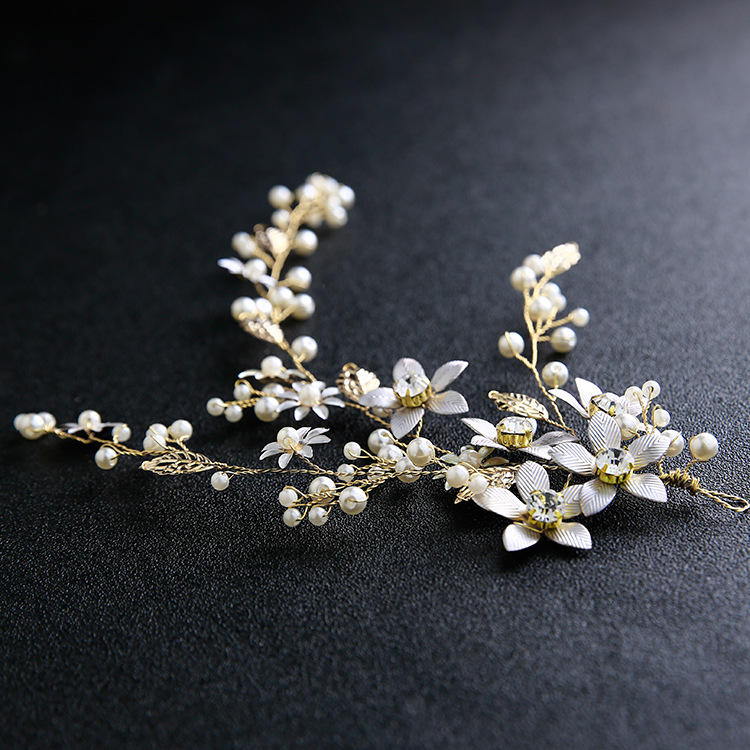 Golden hair accessory handmade for bride