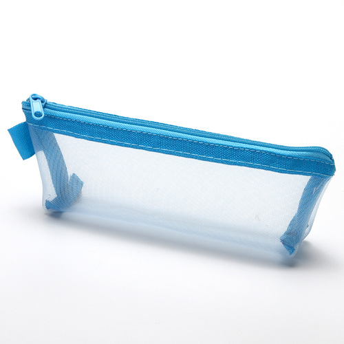 Triangular pen bag Korean simple pencil bag transparent mesh grid exam pencil bag men's large-capacity stationery storage box
