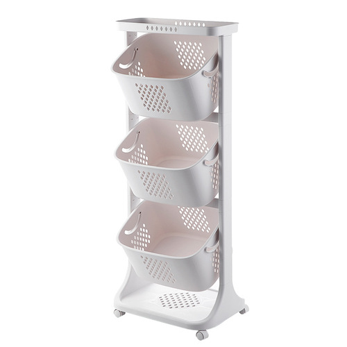 Kitchen vegetable and fruit storage basket storage rack plastic extra large home living room multi-layer wheeled storage rack wholesale