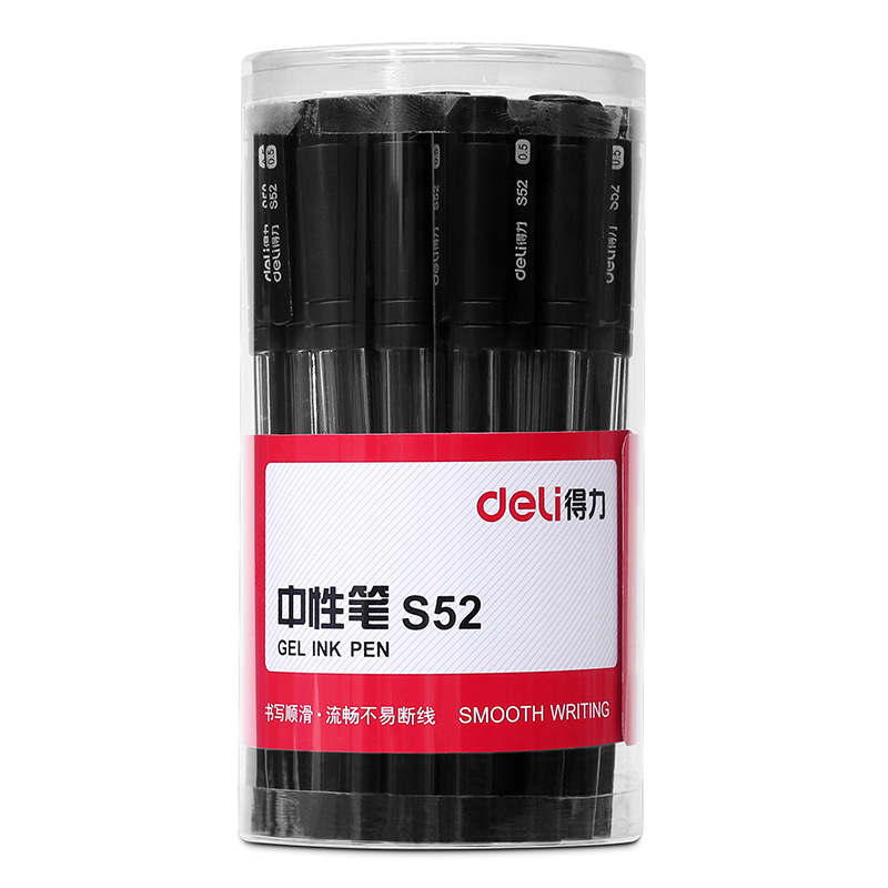 Deli S52 pluma de gel de 0,5mm firma pluma Oficina escritura pluma de carbono 30 Pack