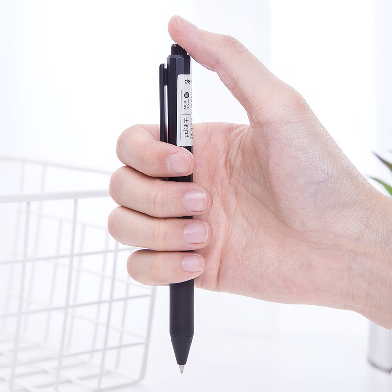Deli A109 push gel pen 0,5mm negro firma pluma estudiante papelería negro pluma de agua pluma de carbono