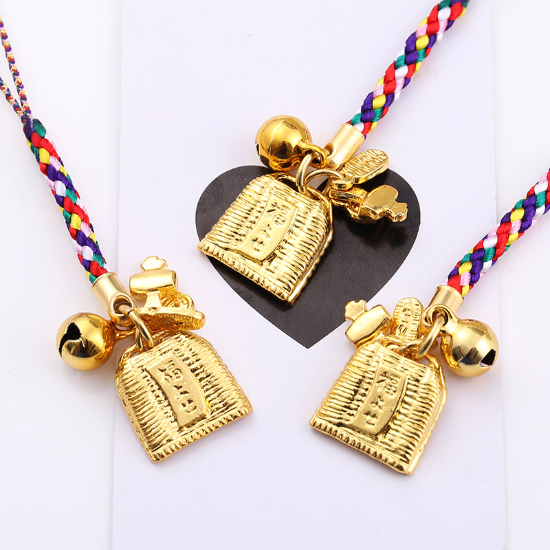 新款手机绳diy挂饰簸箕挂件合金电镀人造丝小号彩绳包包挂饰辅料