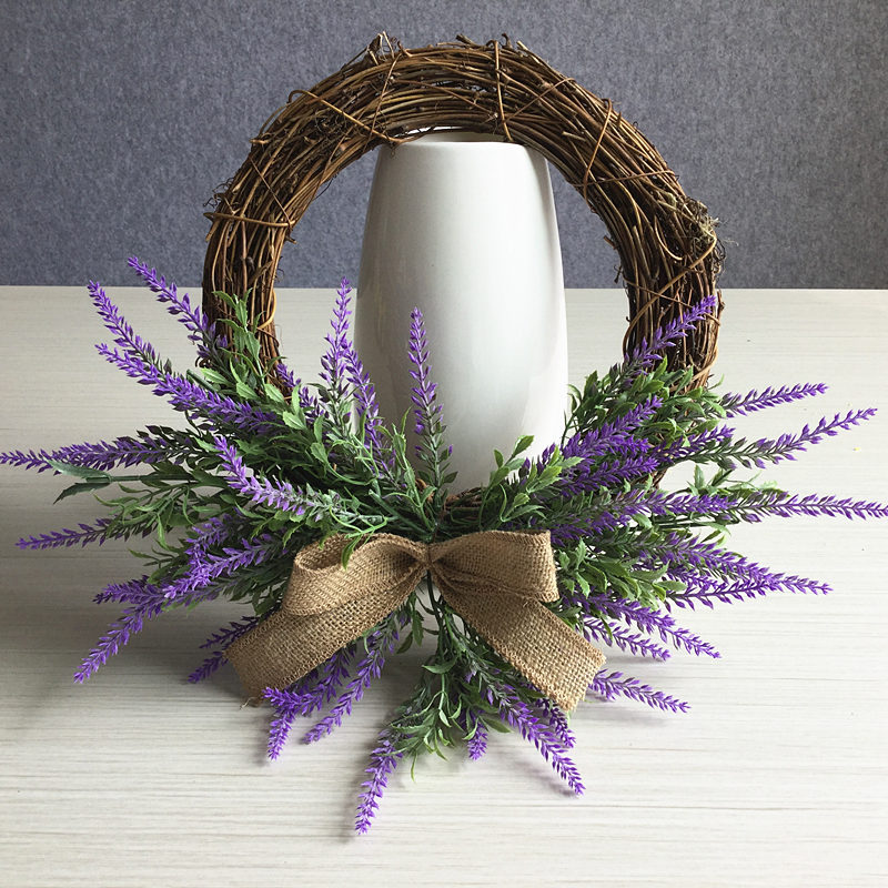Estilo pastoral artificial plantación de cabello lavanda guirnalda boda dintel puerta decoración guirnalda colgante decoración ventana foto apoyos