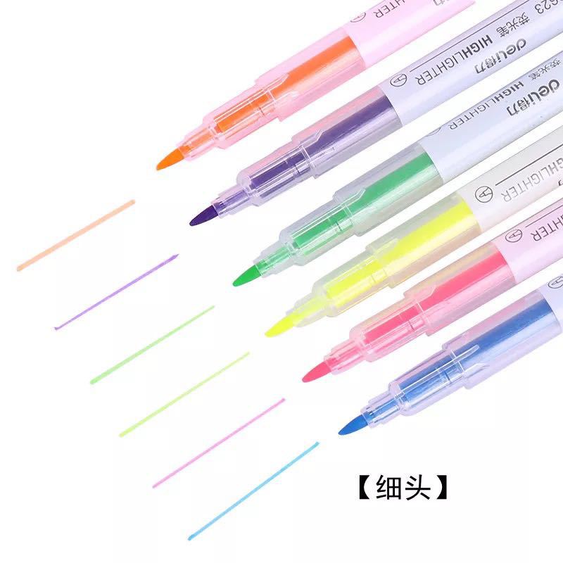 Deli S627 resaltador de doble cabeza para estudiantes de color de caramelo pluma de marcado de color de doble cabeza pluma de marcado para los estudiantes suministros