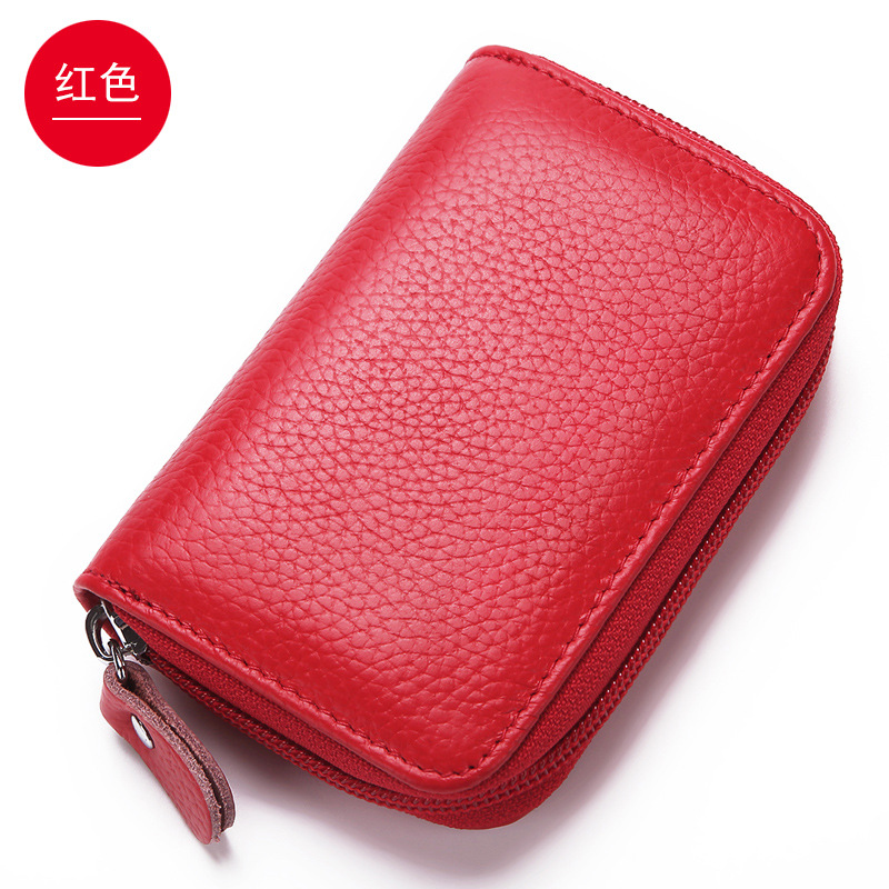 2024 Tao Bao primera capa titular de la tarjeta de piel de vaca cepillo antirrobo RFID órgano titular de la tarjeta monedero de los hombres tarjeta de crédito de vaca real