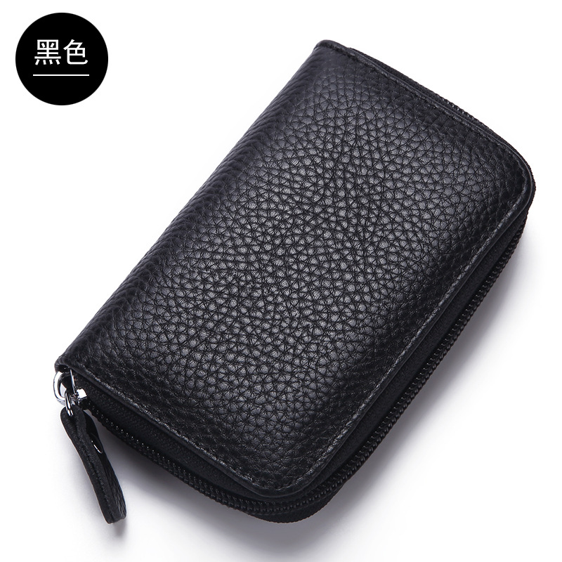 2024 Tao Bao primera capa titular de la tarjeta de piel de vaca cepillo antirrobo RFID órgano titular de la tarjeta monedero de los hombres tarjeta de crédito de vaca real