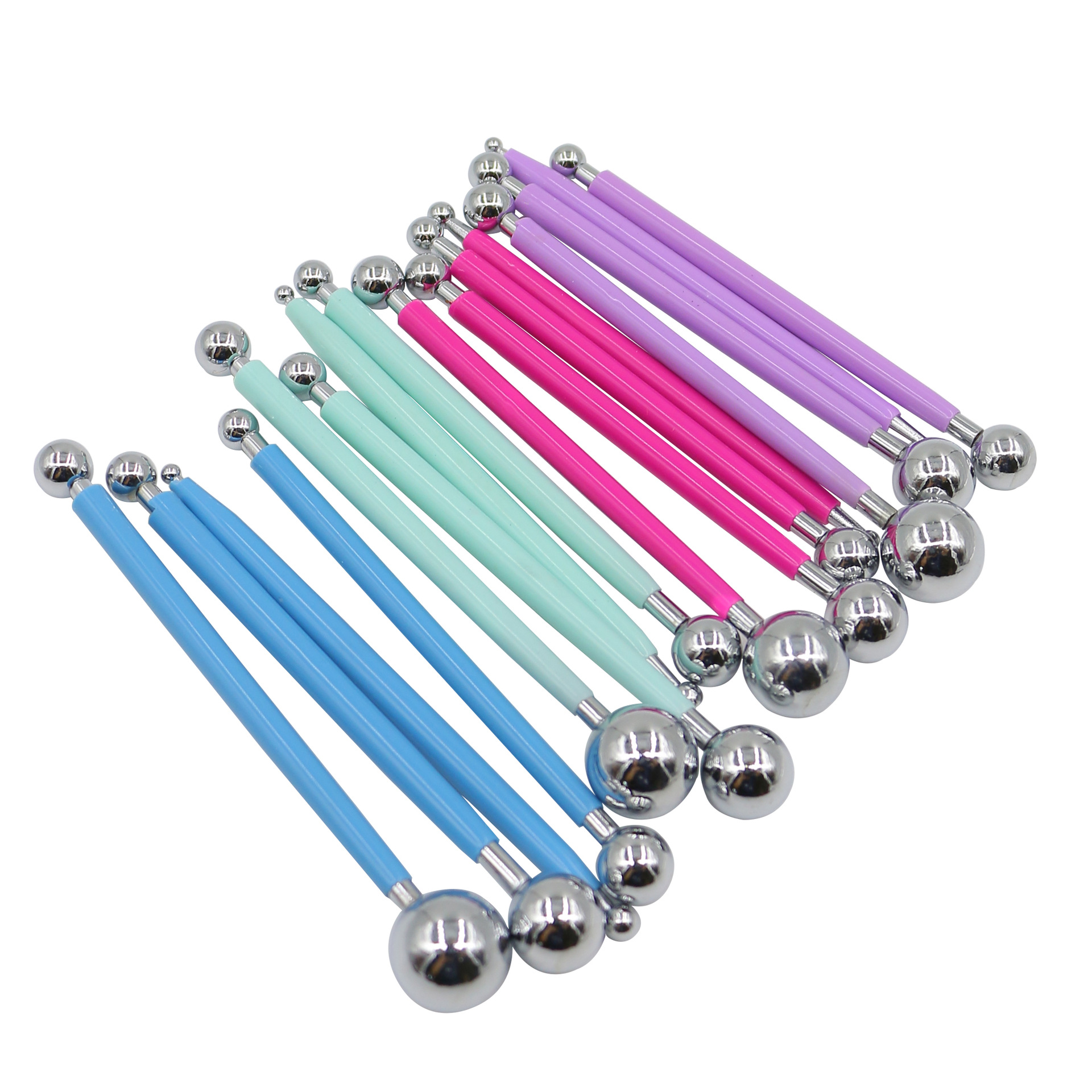 Juego de 4 piezas de hornear Acero inoxidable tallado esférico grupo píldora palo fondant cake decoración molde azúcar flor herramienta MJ421