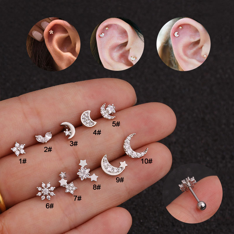 earrings with zircon stainless steel
