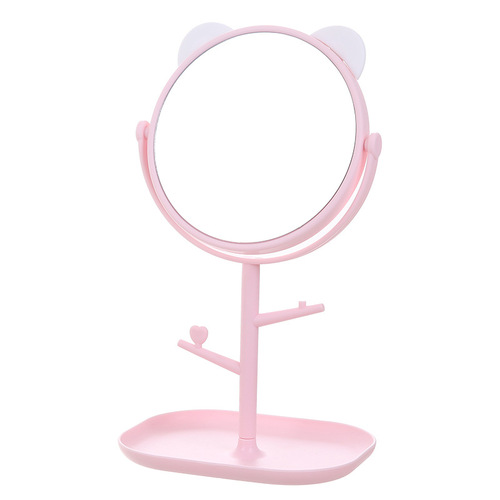 Cat ear monochrome high-definition desktop mirror rotating student dormitory makeup mirror dressing table creative beauty princess mirror