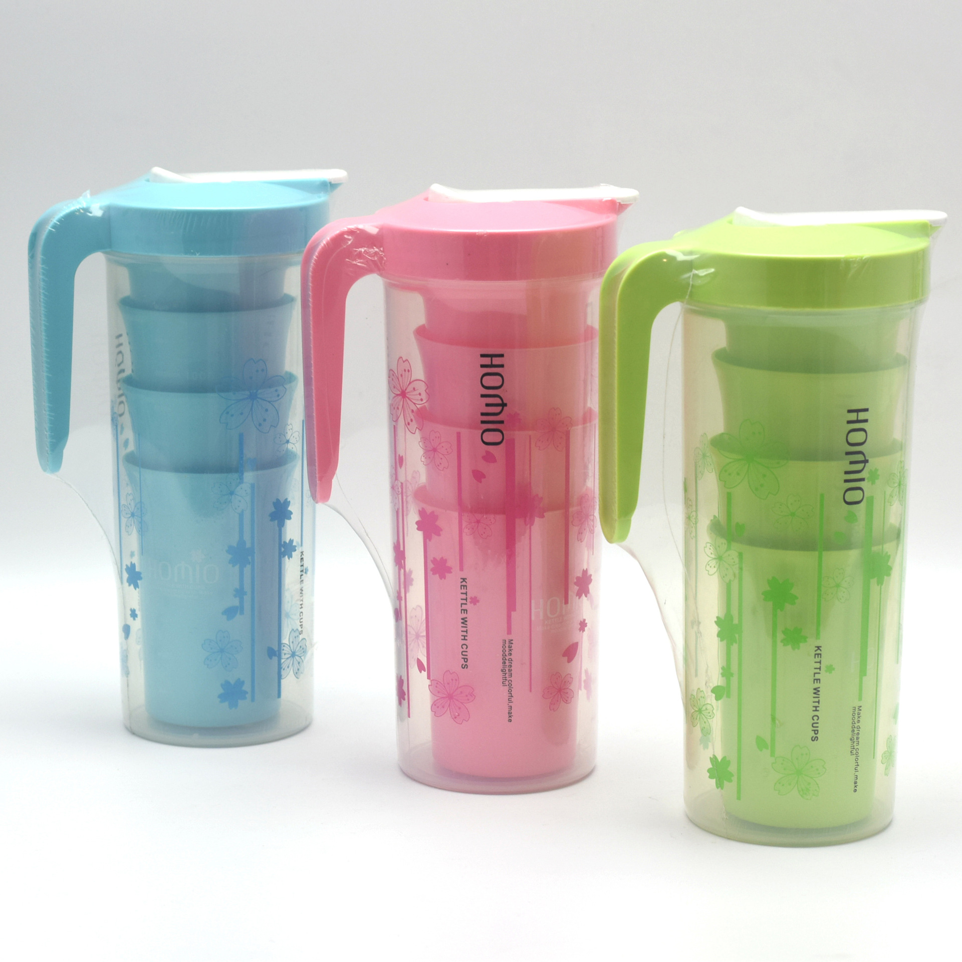 Suministro directo de fábrica 1.5L una olla cuatro tazas de plástico botella de agua fría traje de picnic hogar sellado botella de agua fría