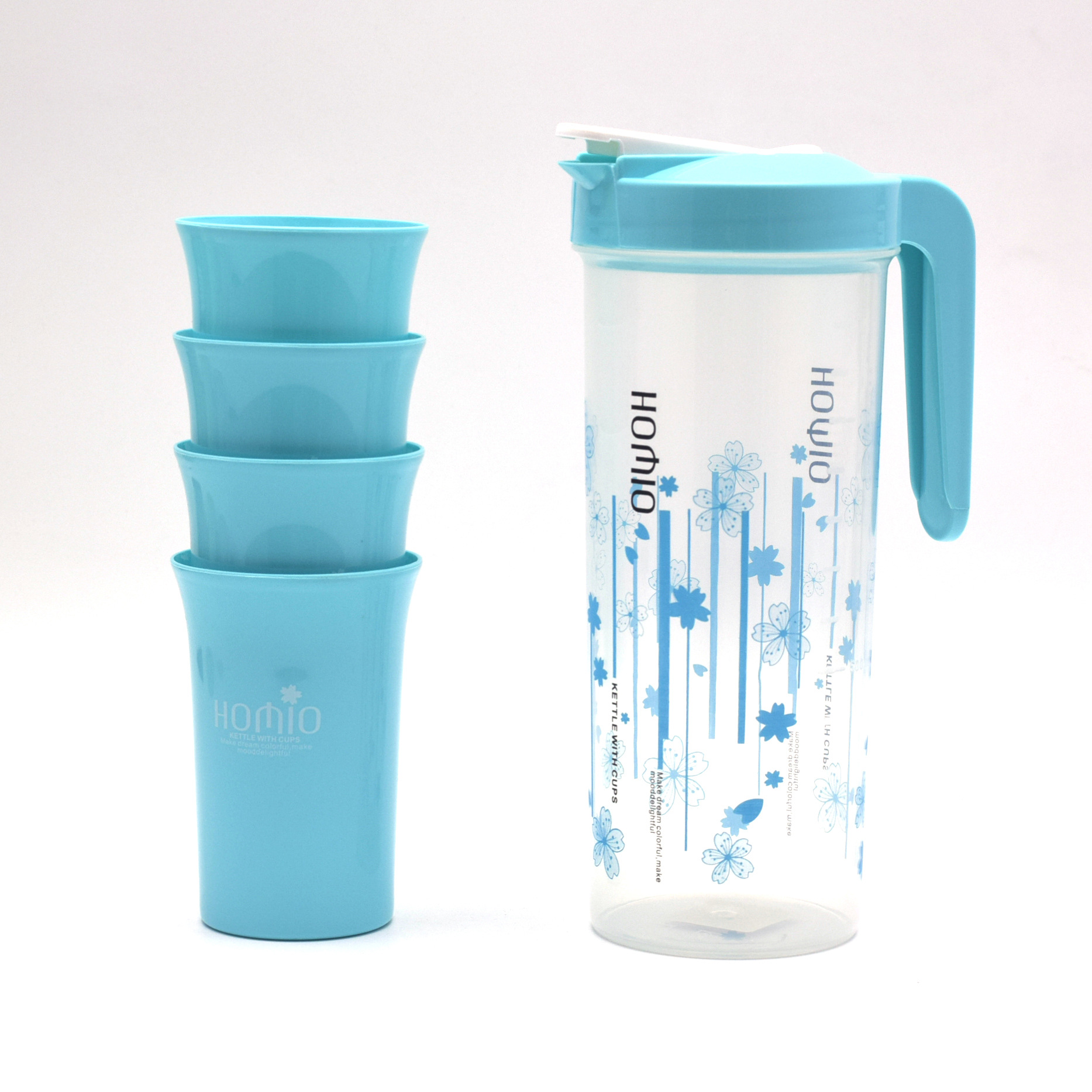 Suministro directo de fábrica 1.5L una olla cuatro tazas de plástico botella de agua fría traje de picnic hogar sellado botella de agua fría