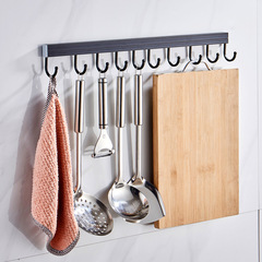 Hole-free wall-mounted kitchen hooks, black space aluminum multi-functional creative towel rack bathroom hooks and hangers