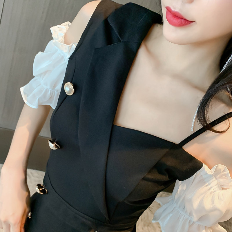 Đầm ôm body nữ kiểu Hepburn xẻ tà — Màu đen