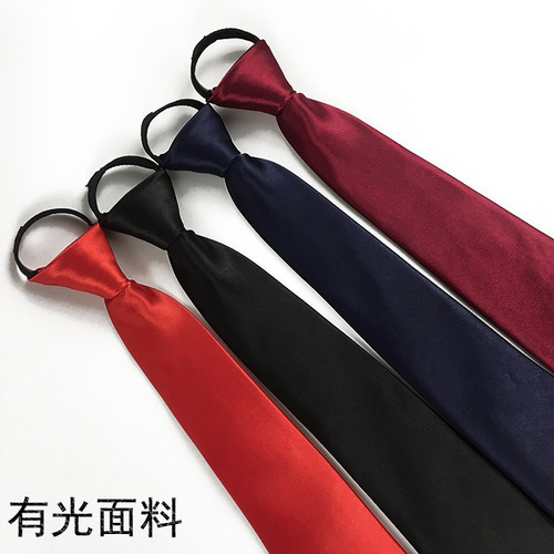 Tie Men's 8cm Zipper Tie Formal Business Glossy Navy Red Student JK Professional Wedding Easy Pull Wholesale