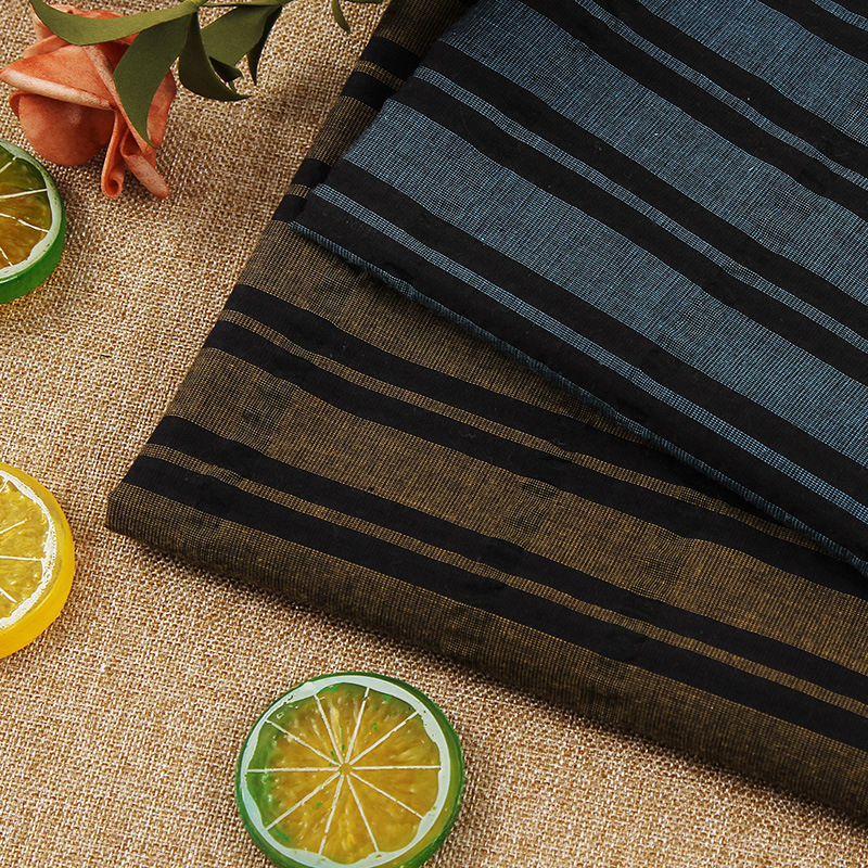 棉类色织布 盐缩复古条纹衬衫外套裙裤工艺饰品鞋帽面料13019