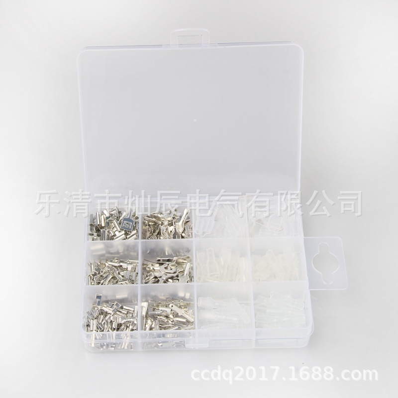 裸端子盒装 插簧端子270pcs盒装 冷压接线端子公母对接插簧